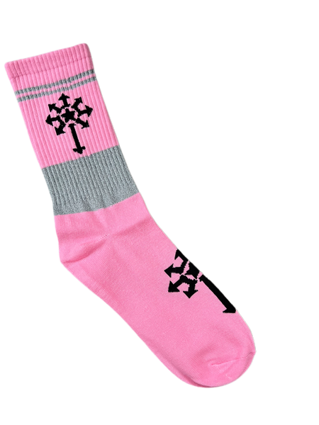 Reflective pink  logo socks