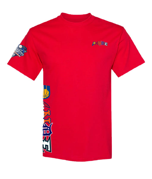 Red Los pandemonium embroidery  T-shirt